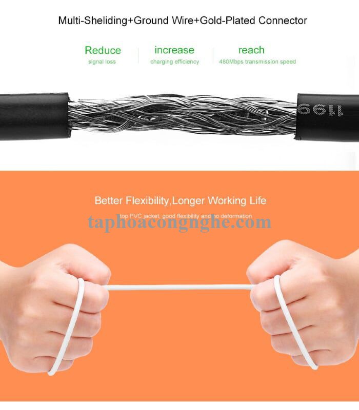 Ugreen 10851 3M màu Trắng Cáp sạc truyền dữ liệu USB 2.0 sang MICRO USB lõi đồng US125 30010851